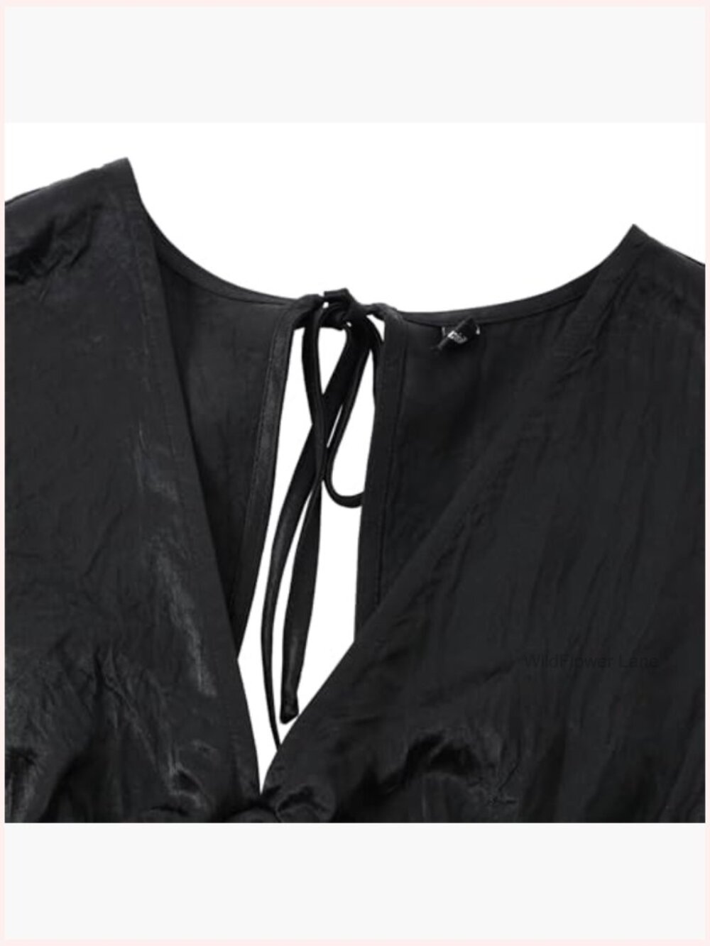 Acetate V-Neck Open Back Tank Top Self Tie Sleeveless Blouse - Picture 4 of 7